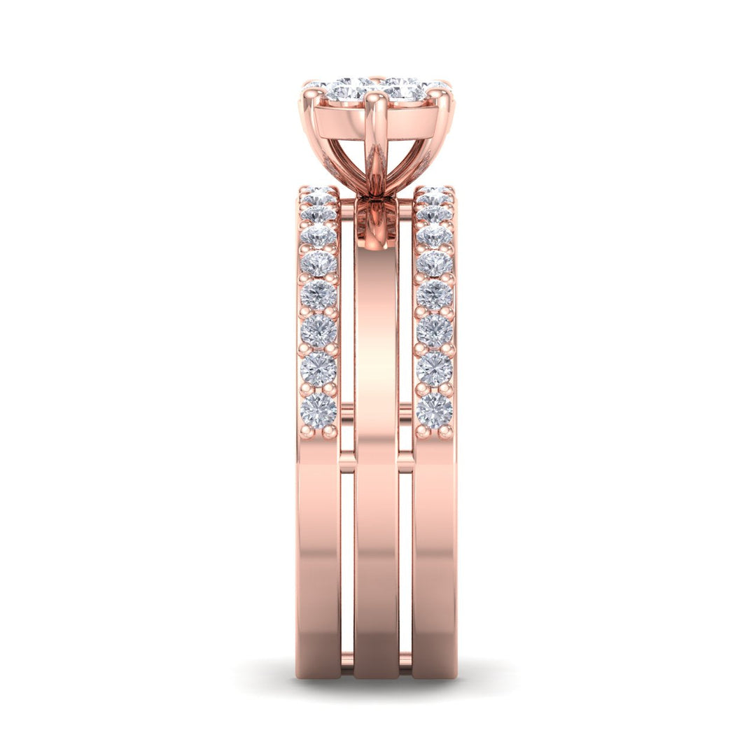 Beautiful ring in rose gold with white diamonds of 0.64 ct in weight