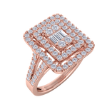 Load image into Gallery viewer, Square diamond ring with split shank in rose gold with white diamonds of 1.02 ct in weight
