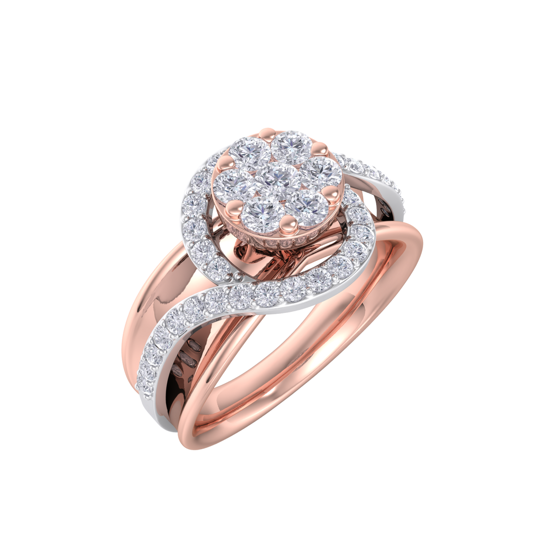 Solitaire ring in rose gold with white diamonds of 0.50 ct in weight