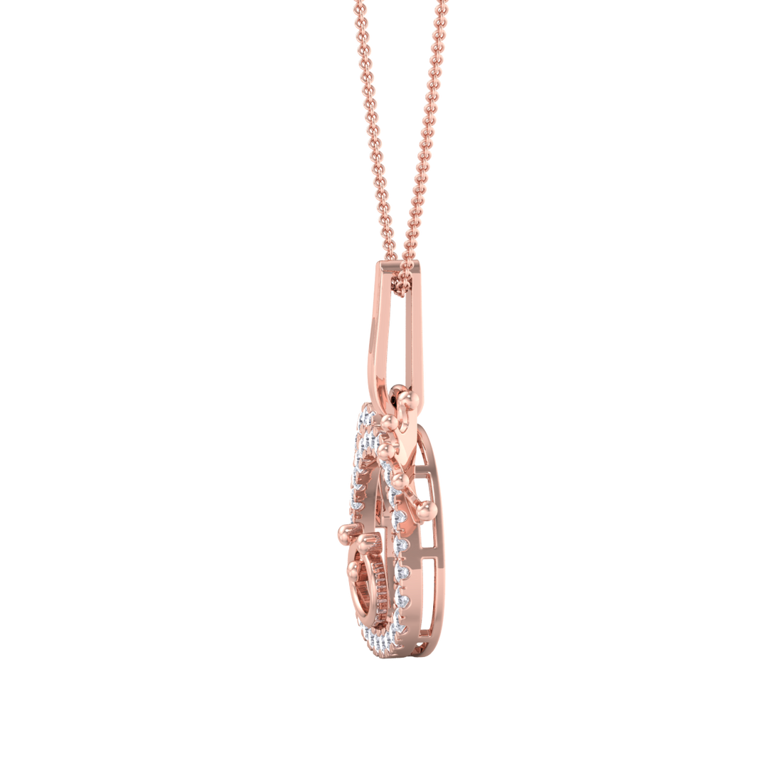 Cute Pendant in rose gold with white diamonds of 0.58 ct in weight