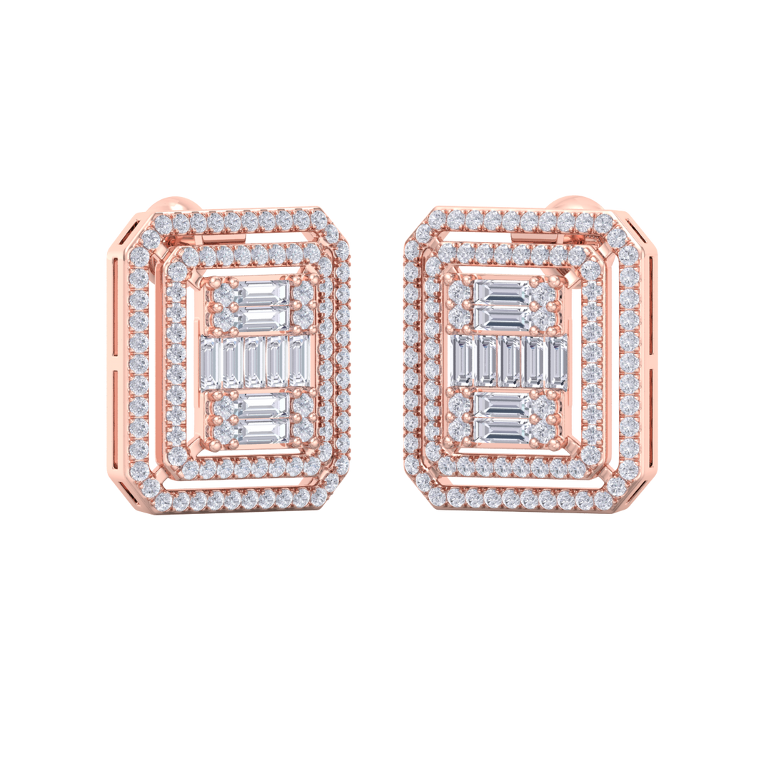 Beautiful Stud Earrings in white gold with white diamonds of 1.88 in weight