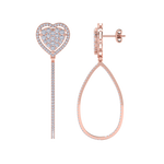Load image into Gallery viewer, Dangle hoop earrings with hearts in white gold with white diamonds of 1.42 ct in weight
