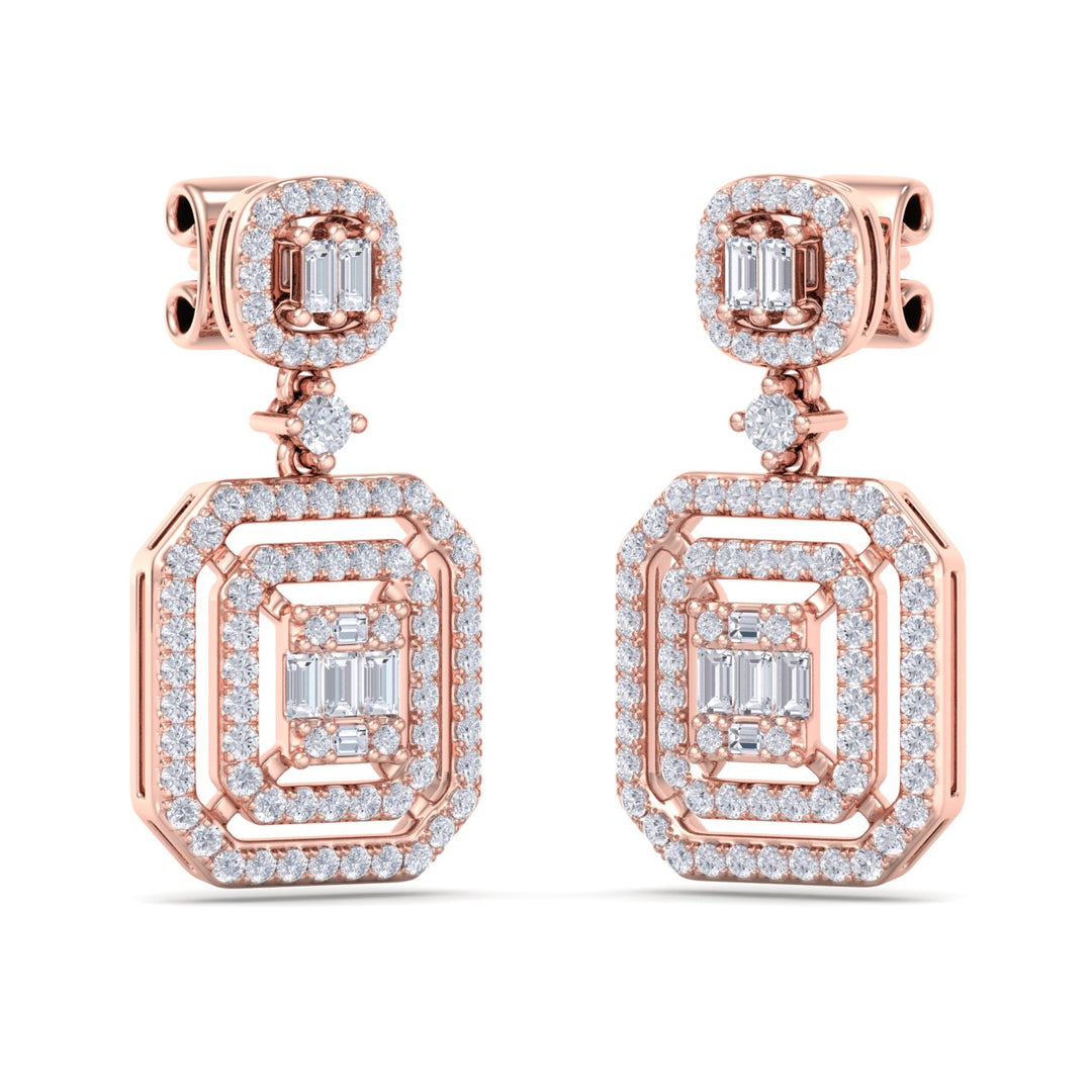 Beautiful Earrings in rose gold with white diamonds of 0.83 in weight