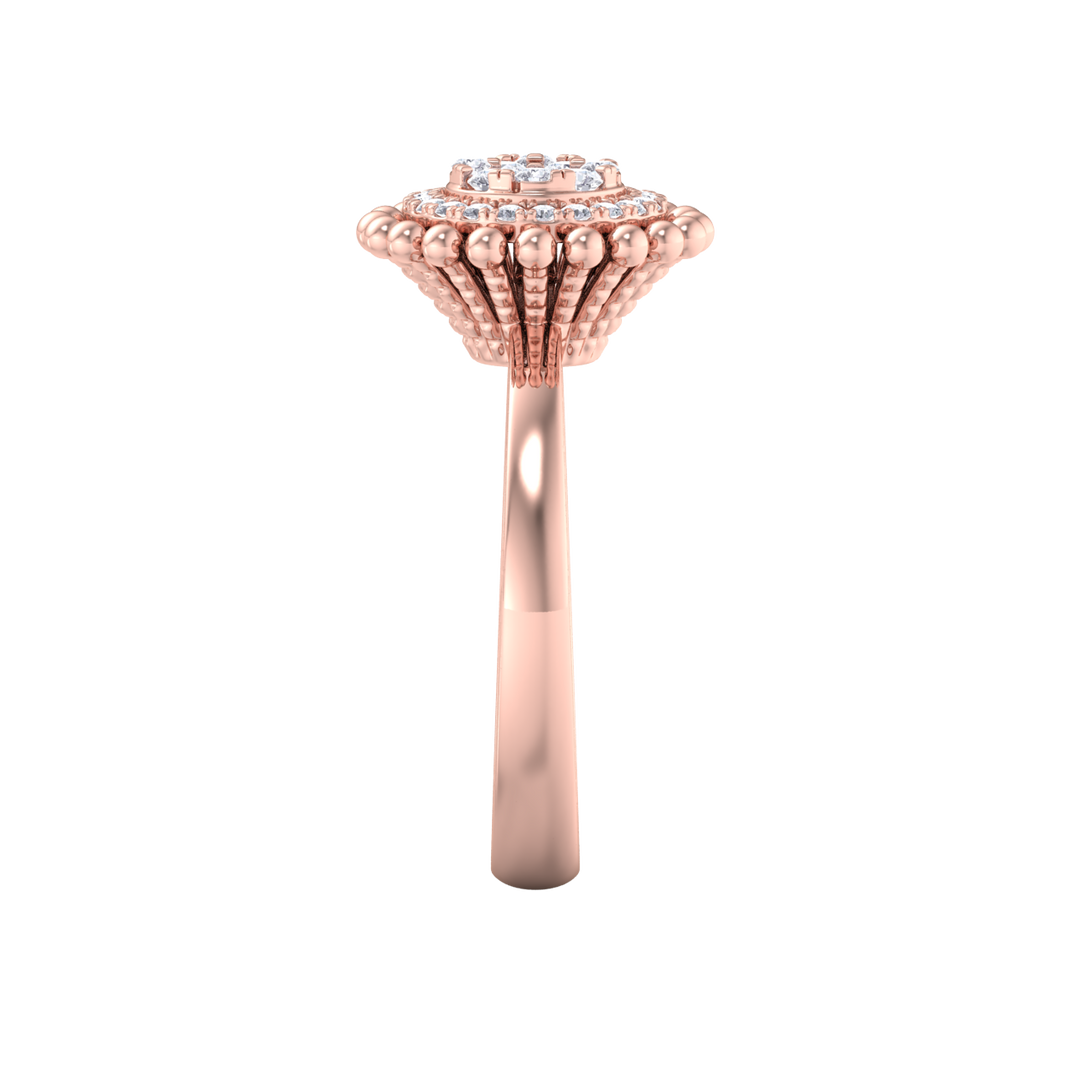 Halo Diamond ring in yellow gold with white diamonds of 0.34 ct in weight