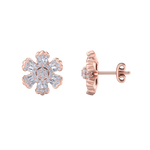 Load image into Gallery viewer, Flower stud earrings in rose gold with white diamonds of 0.78 ct in weight
