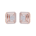 Load image into Gallery viewer, Square earrings in yellow gold with baguette white diamonds of 0.78 ct in weight
