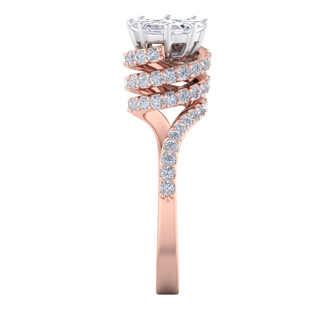 Beautiful Diamond ring in rose gold with white diamonds of 2.04 ct in weight