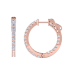 Load image into Gallery viewer, Diamond eternity hoop earrings in rose gold with white diamonds of 1.50 ct in weight
