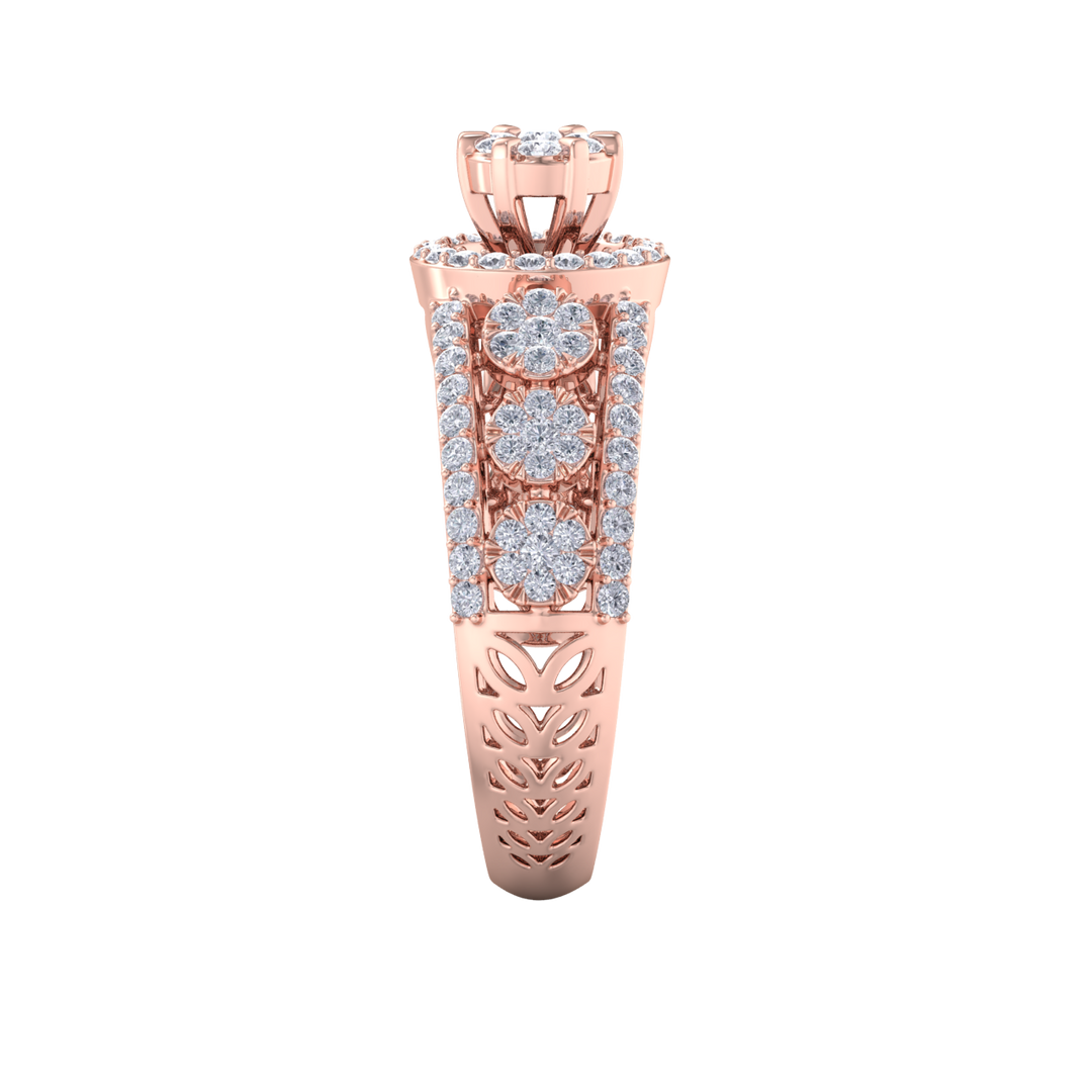 Beautiful ring in yellow gold with white diamonds of 1.28 ct in weight