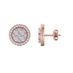 Load image into Gallery viewer, Round cluster stud earrings in rose gold with white diamonds of 0.98 ct in weight
