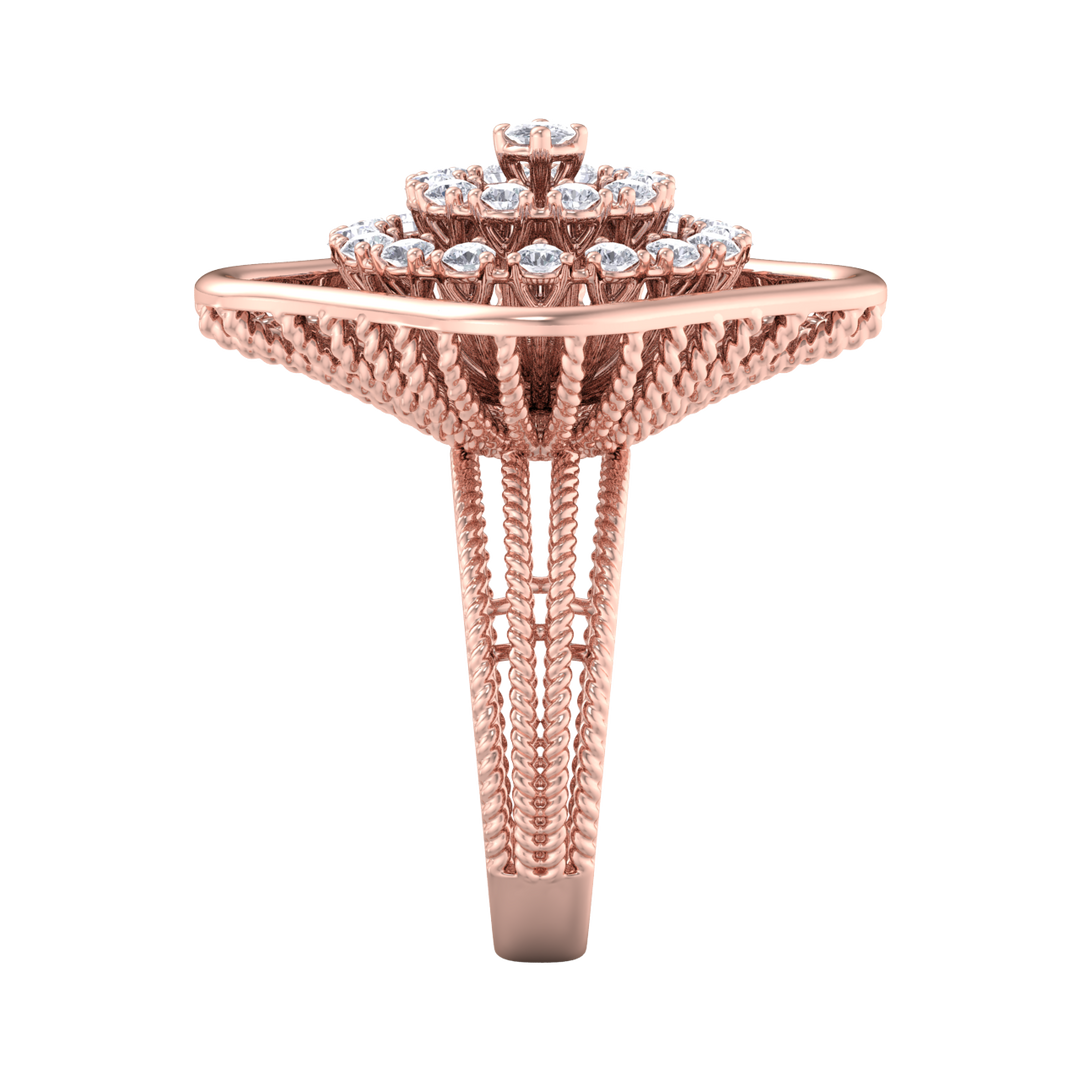 Statement ring in rose gold with white diamonds of 0.98 ct in weight