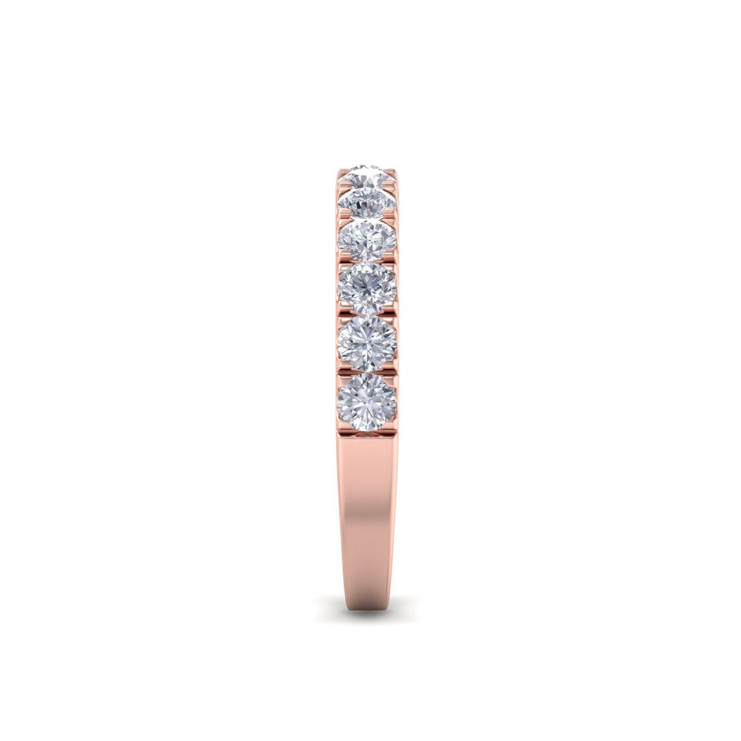 Classic Wedding band in rose gold with white diamonds of 0.96 ct in weight