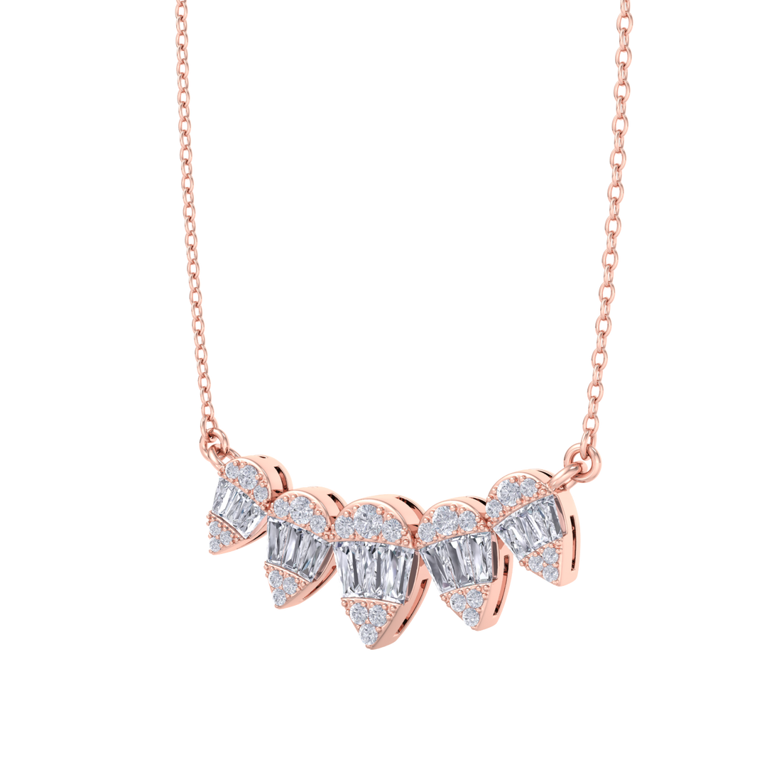 Diamond necklace in rose gold with white diamonds of 0.75 ct in weight