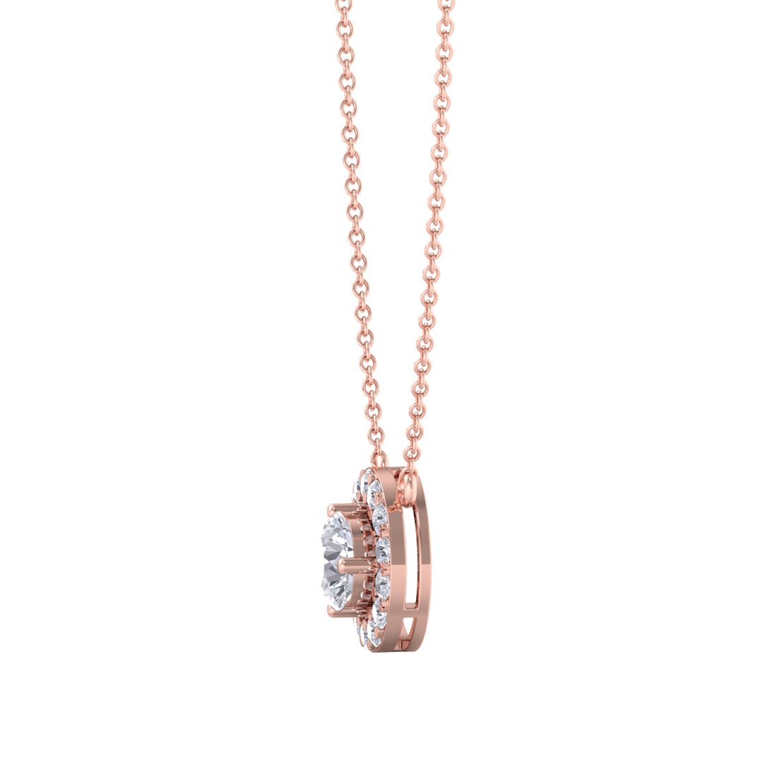Classic necklace in rose gold with white diamonds of 1.42 ct in weight