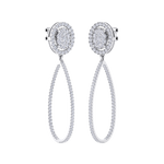 Load image into Gallery viewer, Dangle hoop earrings in rose gold with white diamonds of 1.75 ct in weight
