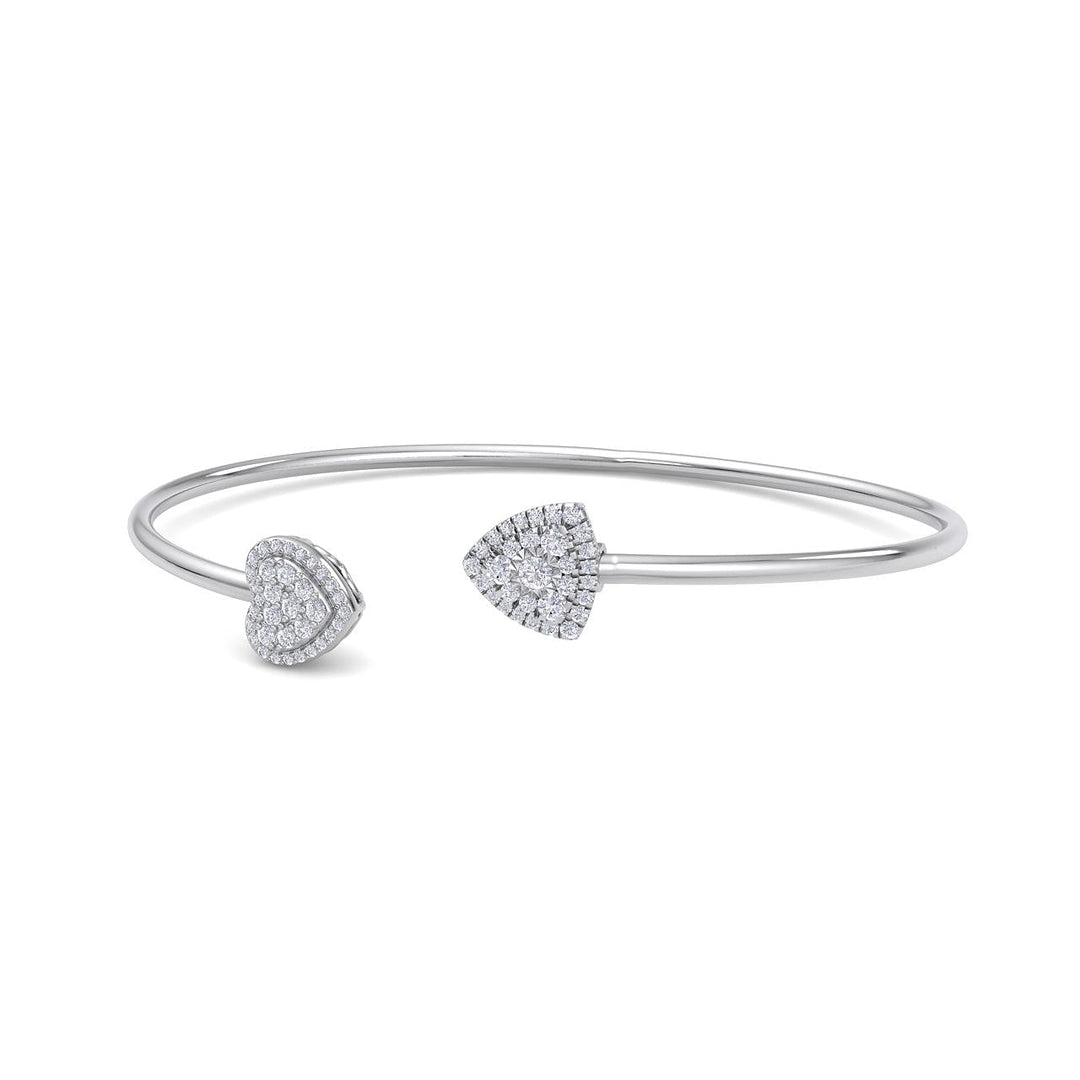 Heart cuff bracelet in white gold with white diamonds of 0.39 ct in weight