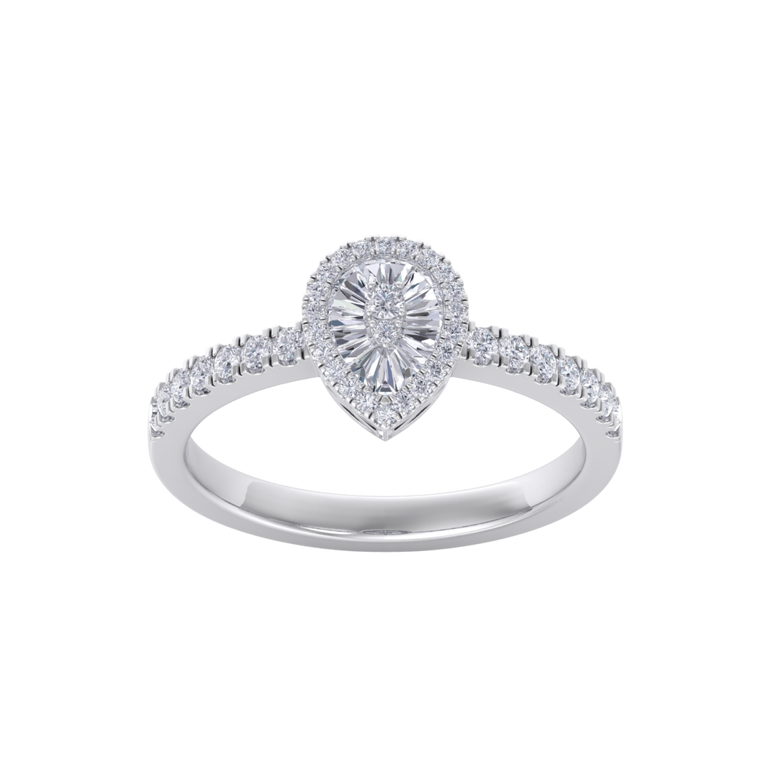 Pear ring in yellow gold with white diamonds of 0.68 ct in weight