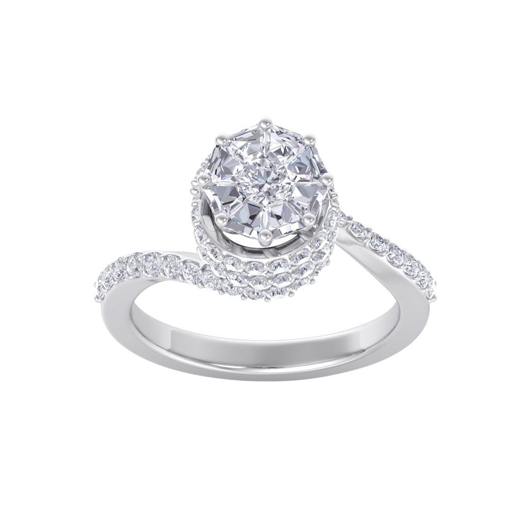 Beautiful Diamond ring in rose gold with white diamonds of 2.04 ct in weight