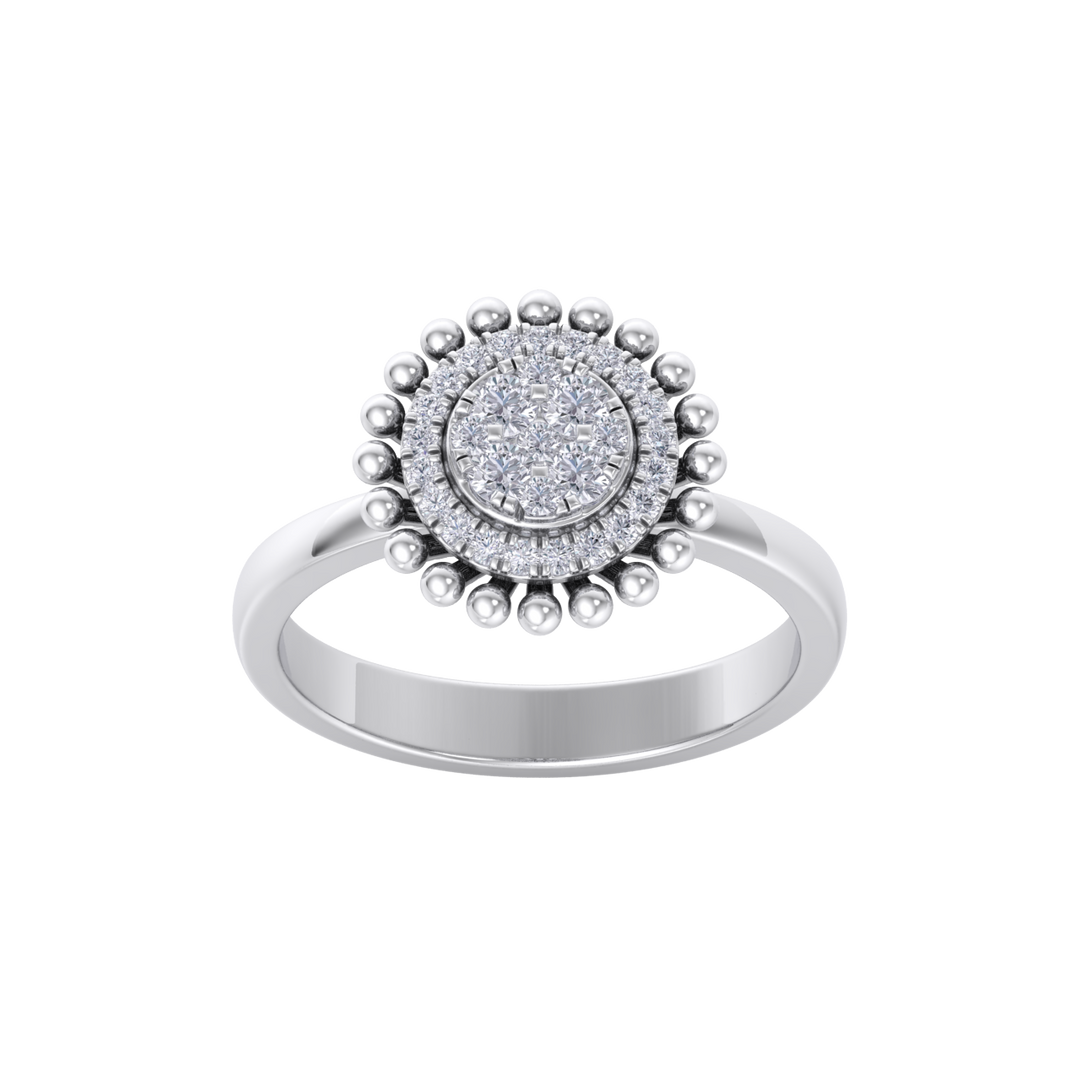 Halo Diamond ring in yellow gold with white diamonds of 0.34 ct in weight