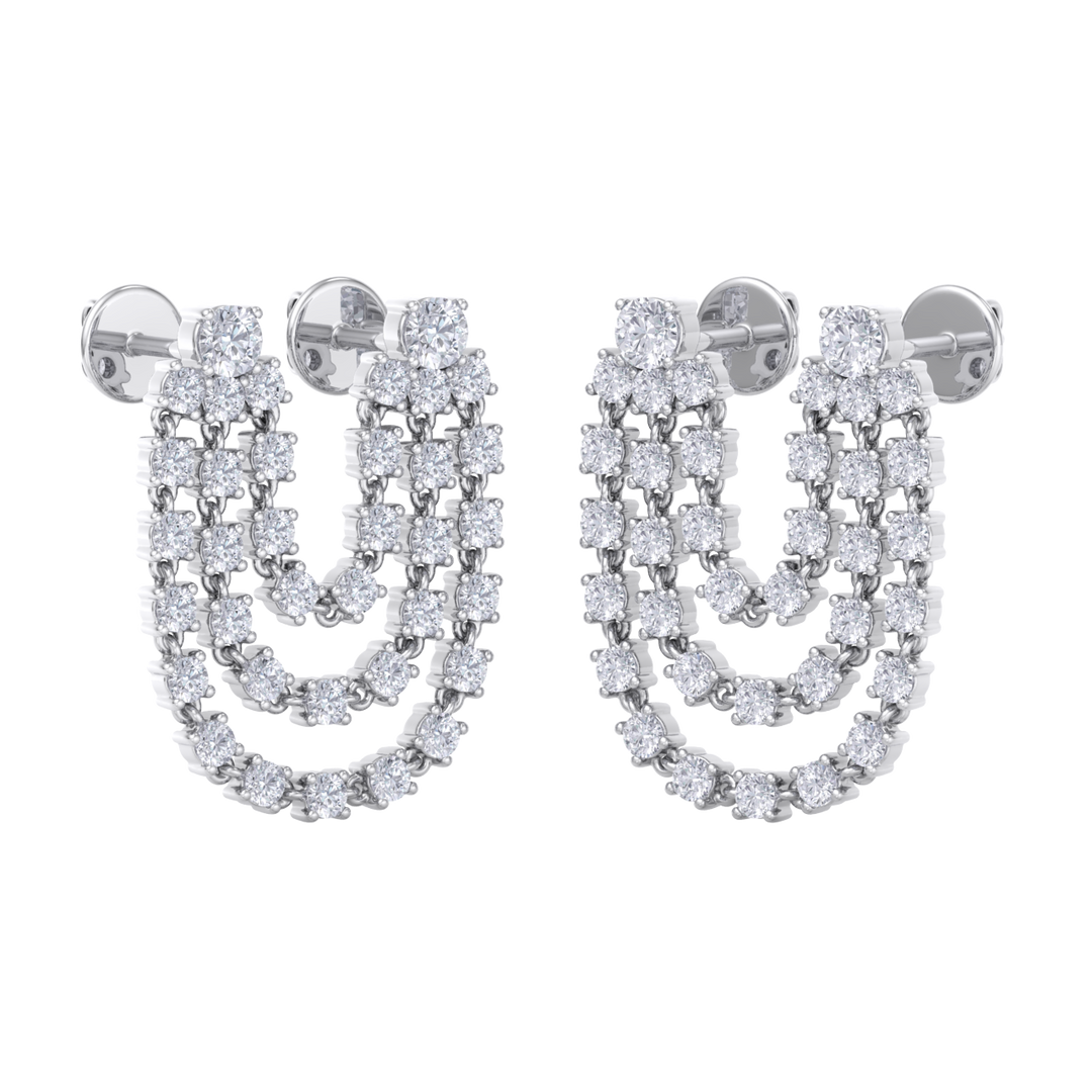 Duo diamond earrings in white gold with white diamonds of 2.44 ct in weight