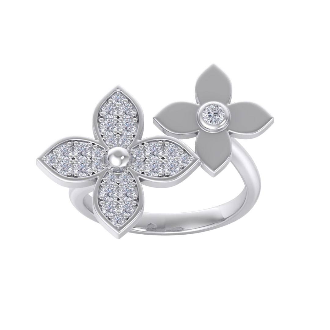 Ring with flowers in rose gold with white diamonds of 0.56 ct in weight