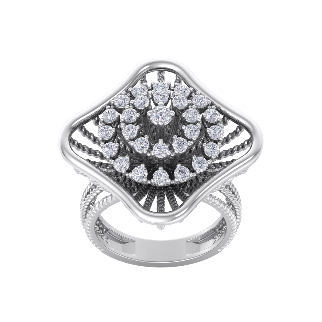 Statement ring in rose gold with white diamonds of 0.98 ct in weight