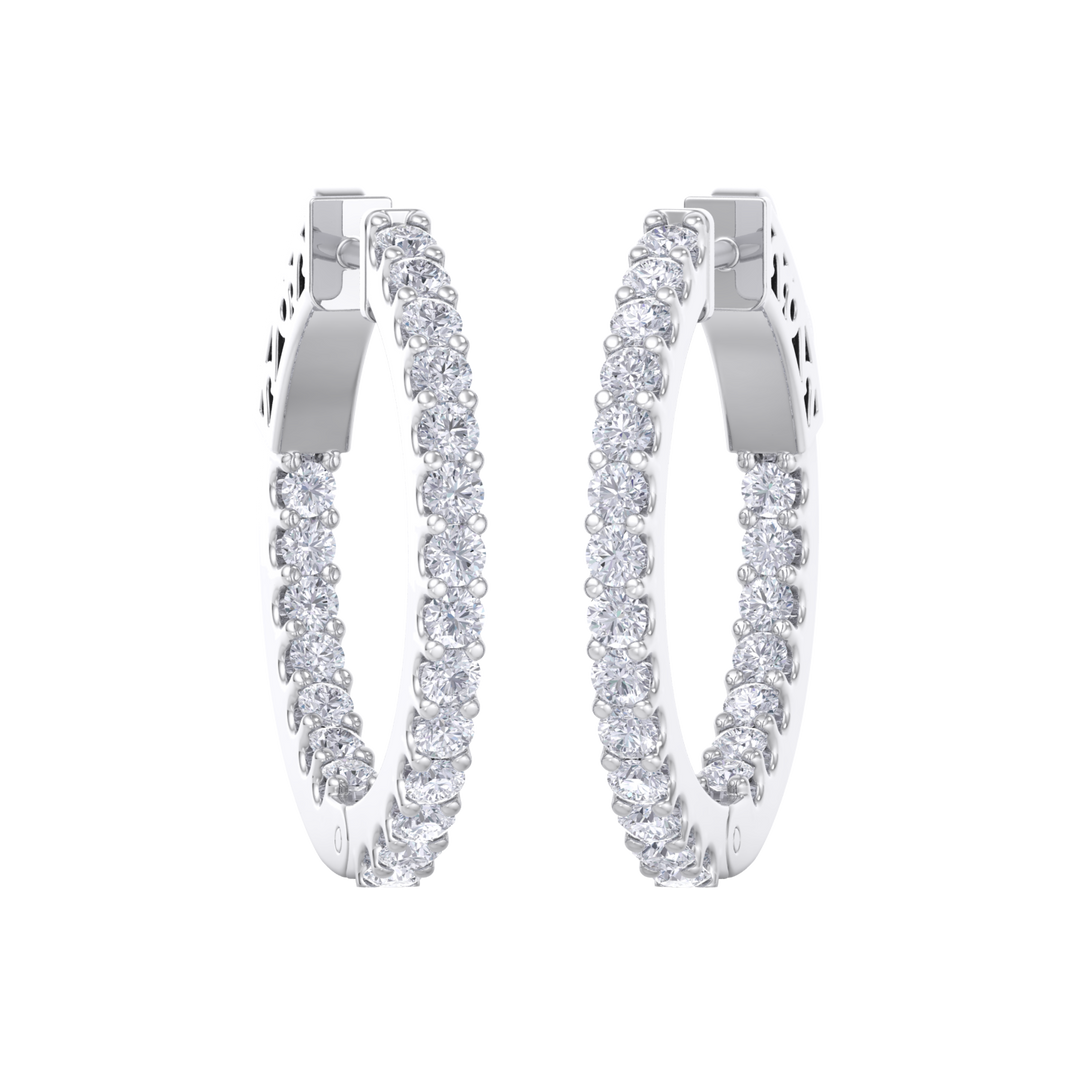 Diamond eternity hoop earrings in rose gold with white diamonds of 1.50 ct in weight