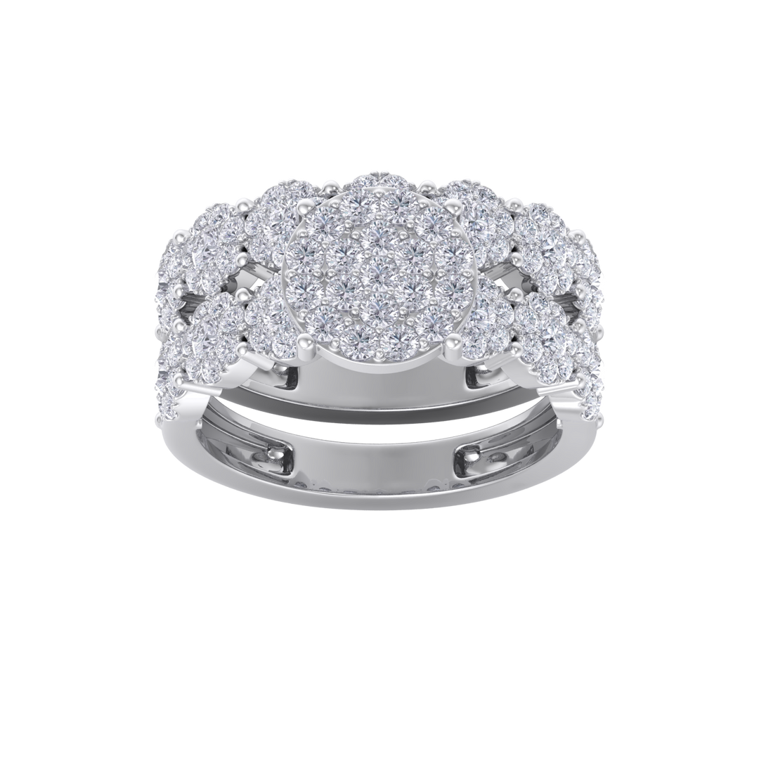 Bridal set in white gold with white diamonds of 1.75 ct in weight