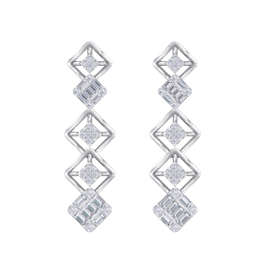 Drop earrings in rose gold with white diamonds of 1.10 ct in weight