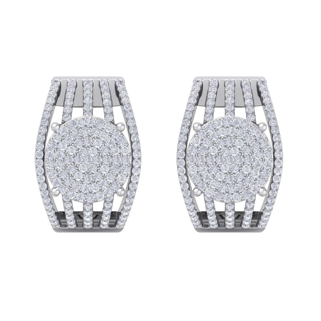 Beautiful Stud Earrings in yellow gold with white diamonds of 1.27 in weight