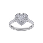 Load image into Gallery viewer, Heart cluster diamond ring in yellow gold with white diamonds of 0.50 ct in weight
