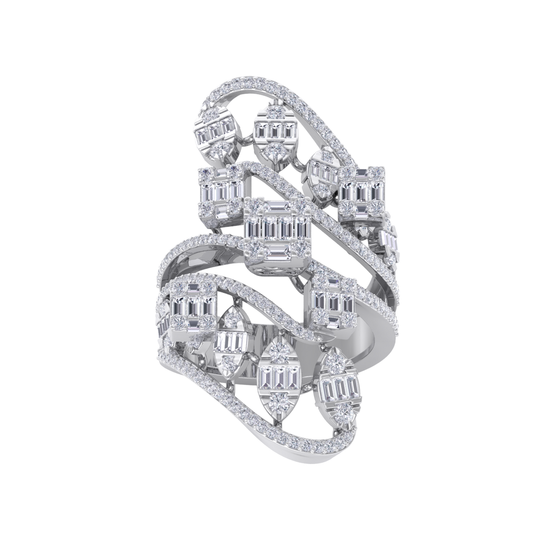 Statement diamond ring in yellow gold with white diamonds of 1.68 ct in weight