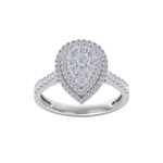 Load image into Gallery viewer, Pear cluster engagement ring in yellow gold with white diamonds of 0.63 ct in weight
