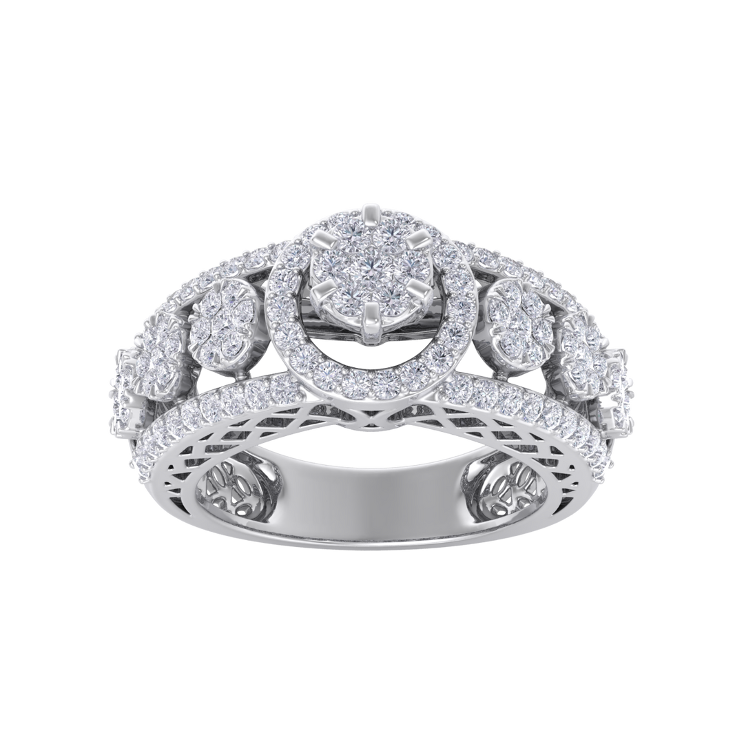 Beautiful ring in yellow gold with white diamonds of 1.28 ct in weight