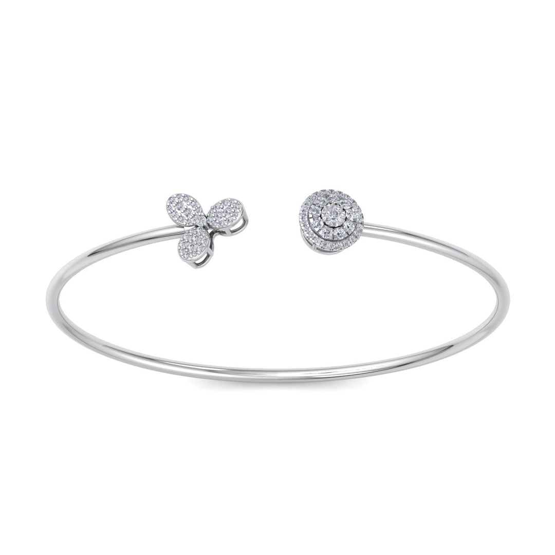 Cuff bracelet in yellow gold with white diamonds of 0.47 ct in weight