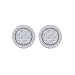 Load image into Gallery viewer, Round cluster stud earrings in rose gold with white diamonds of 0.98 ct in weight
