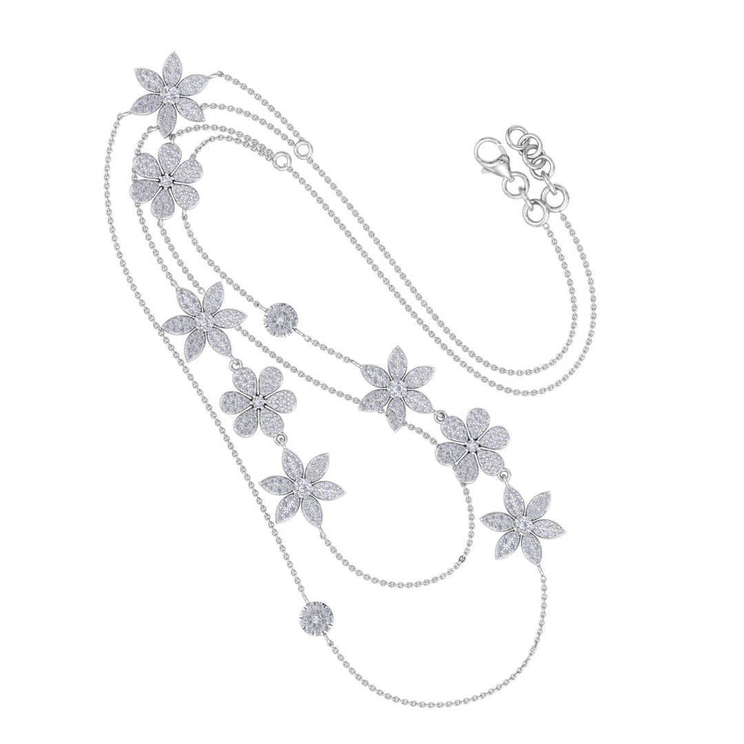 Pretty Multi-strand necklace in yellow gold with white diamonds of 1.67 ct in weight