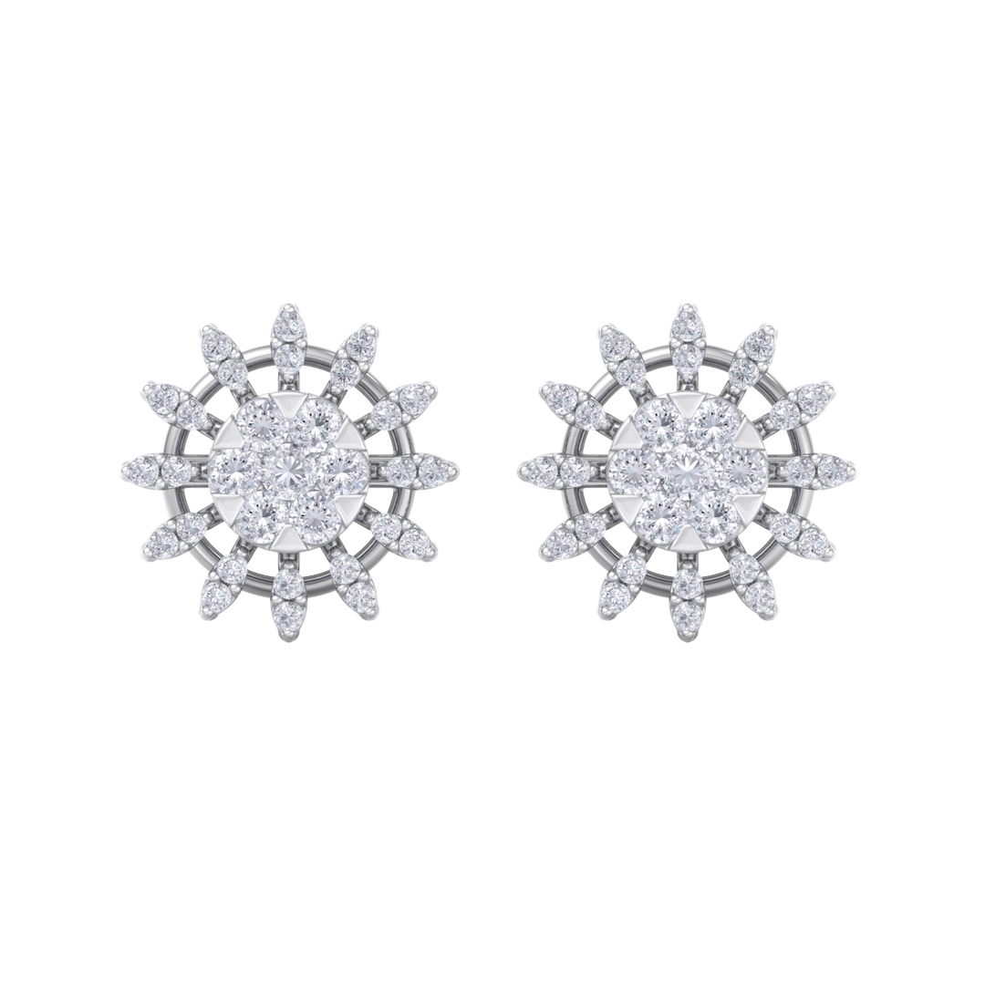 Stud earrings in rose gold with white diamonds of 0.89 ct in weight