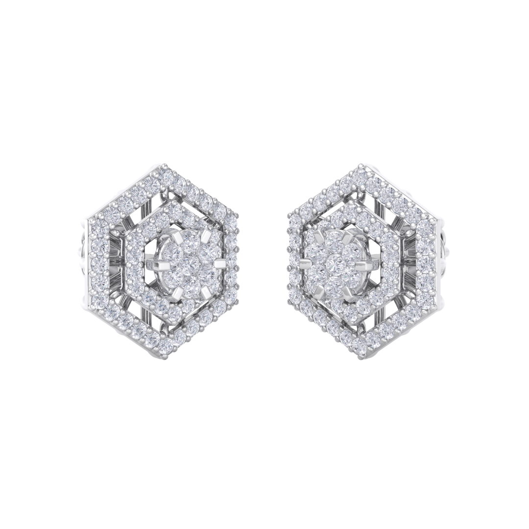 Stud earrings in white gold with white diamonds of 1.45 ct in weight