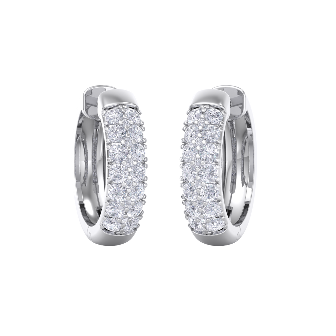 Diamond huggies earrings in white gold with white diamonds of 0.99 ct in weight