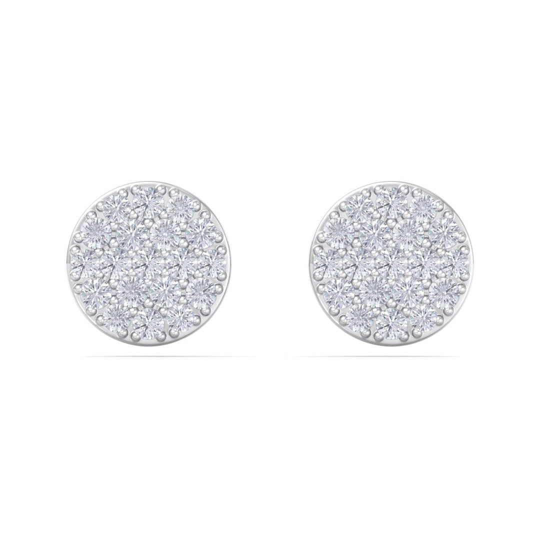 Classic round stud earrings in white gold with white diamonds of 0.26 ct in weight