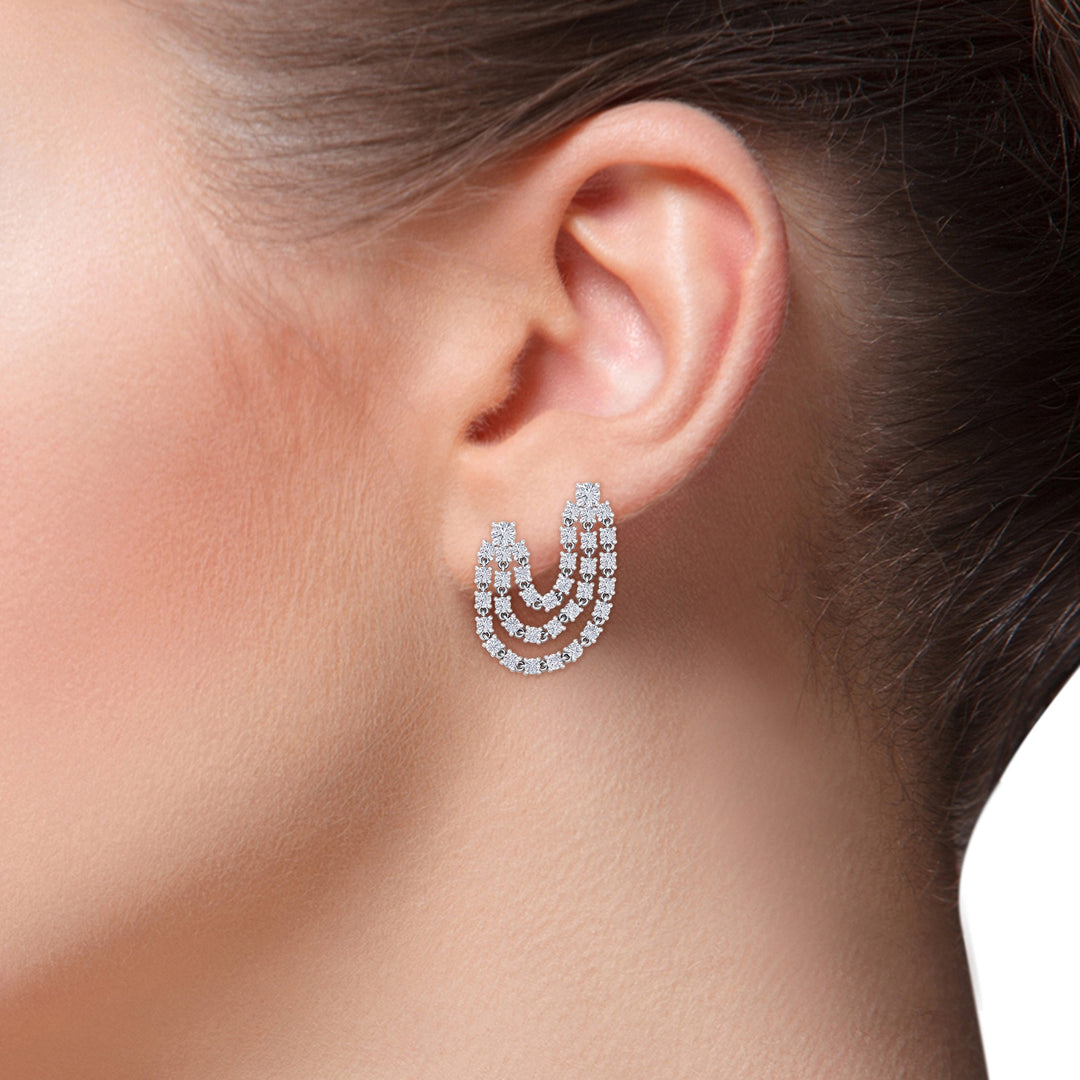 Duo diamond earrings in white gold with white diamonds of 2.44 ct in weight
