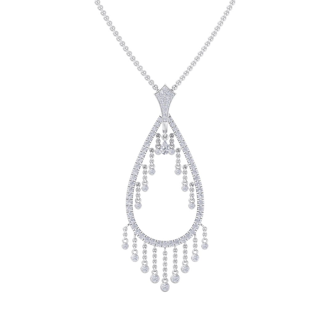 Waterfall pendant in white gold with white diamonds of 1.72 ct in weight