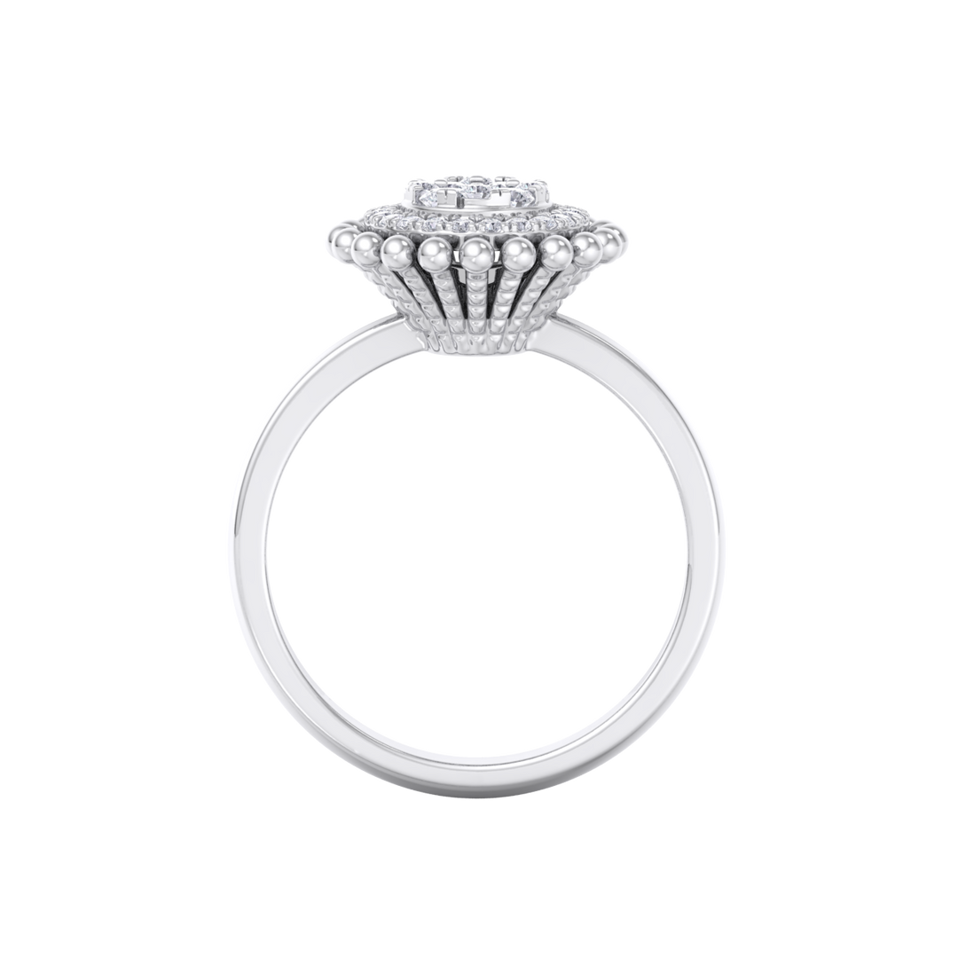 Halo Diamond ring in yellow gold with white diamonds of 0.34 ct in weight
