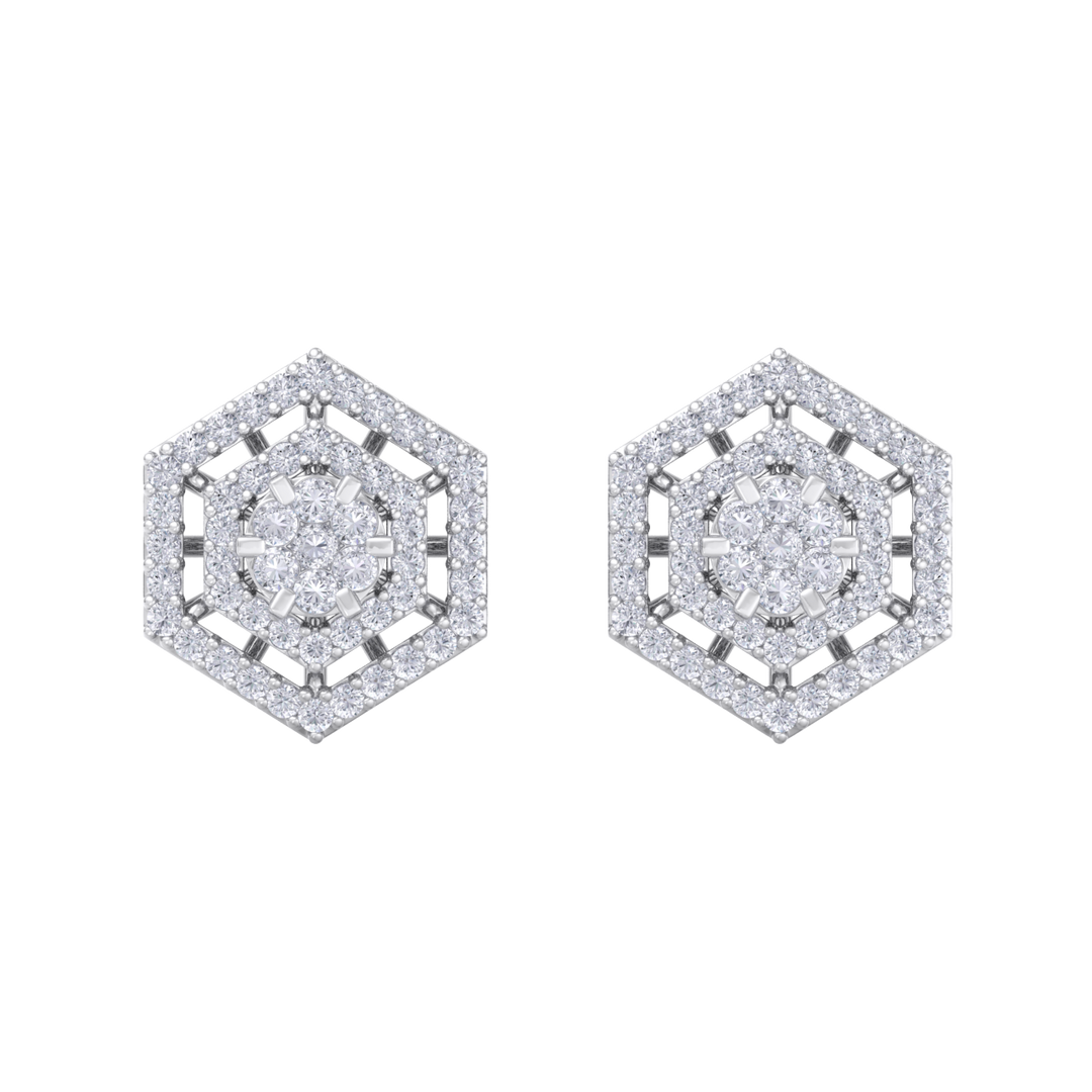 Stud earrings in white gold with white diamonds of 1.45 ct in weight