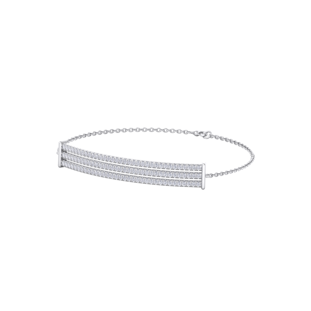 Bar diamond bracelet in white gold with white diamonds of 0.93 ct in weight