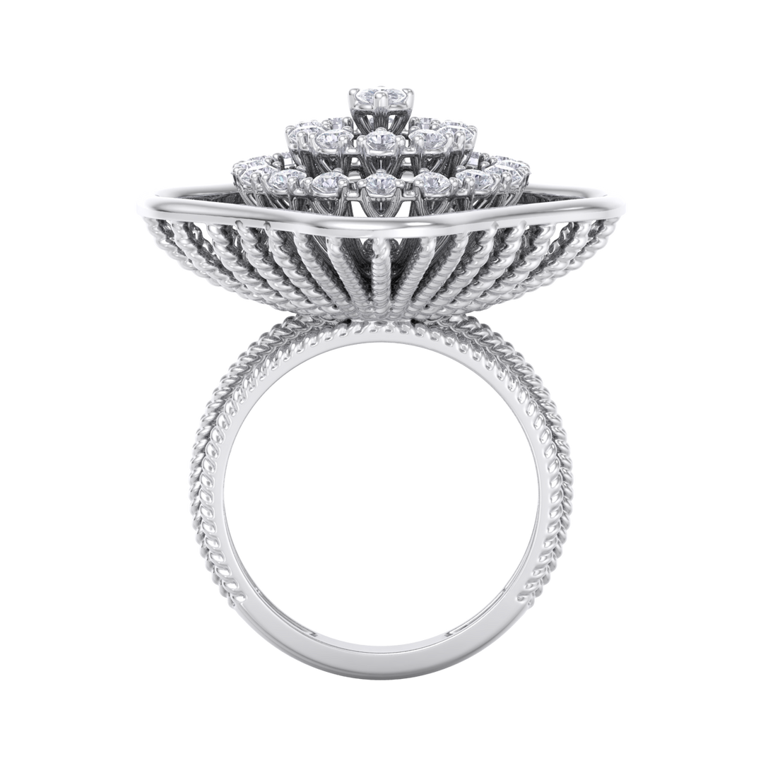 Statement ring in rose gold with white diamonds of 0.98 ct in weight