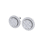 Load image into Gallery viewer, Round cluster stud earrings in white gold with white diamonds of 0.98 ct in weight
