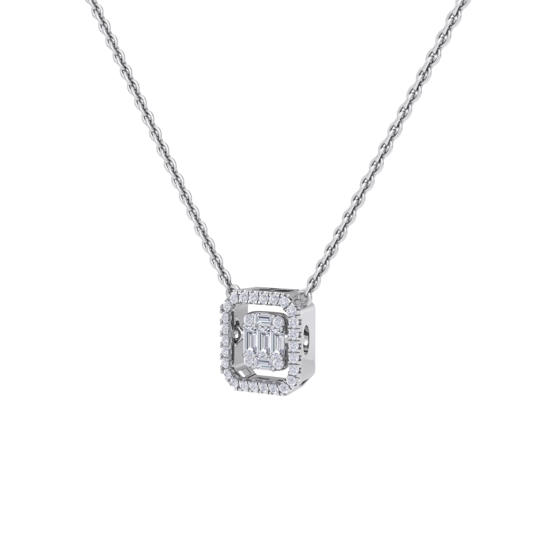 Square necklace in yellow gold with white diamonds of 0.59 ct in weight