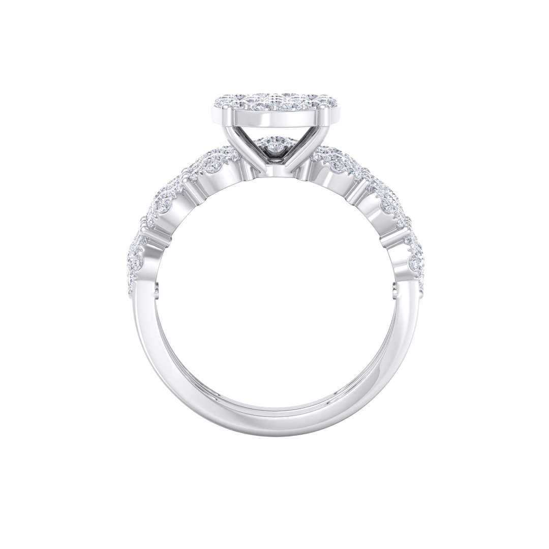 Bridal set in white gold with white diamonds of 1.75 ct in weight